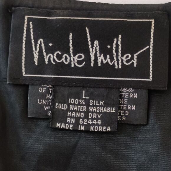 Nicole Miller Silk Vest L Vtg 90s Fragrance Allover Graphic Art Print Graffiti. - Picture 9 of 16